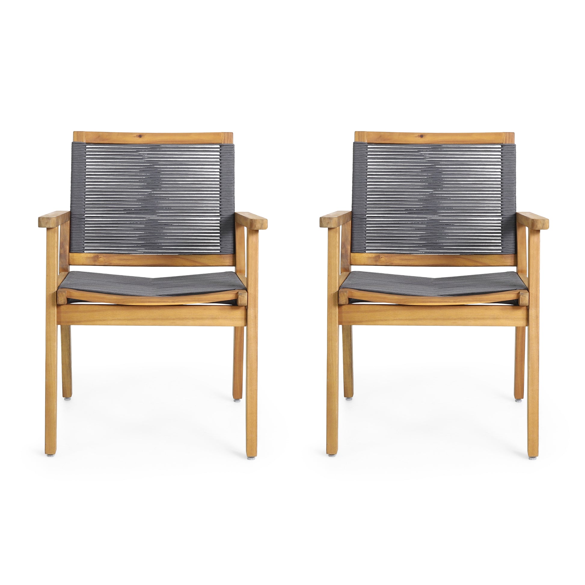 Mcgill Dining Chair Set Of 2 Dark Grey Acacia Wood