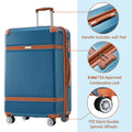 Hardshell Luggage Sets 3 Piece Double Spinner 8 Wheels Suitcase With Tsa Lock Lightweight 20''24''28'' Blue Abs