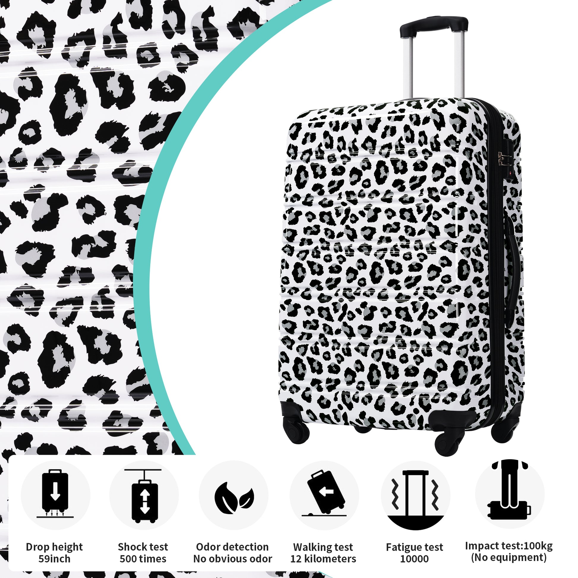 Hardshell Luggage Sets 3 Pcs Spinner Suitcase With Tsa Lock Lightweight 20" 24" 28" Luggages White Black Leopard Pc