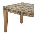 Hampton Wood Wicker Ottoman Natural Grey Metal & Wood