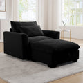 Black Corduroy Sofa Couch, Modular Couch With Storage Ottoman, Couch Deep Seat Couches For Modern Living Room Apartment Office Black Corduroy 1 Seat