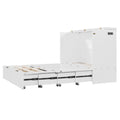 Full Size Murphy Bed With Drawer And A Set Of Sockets & Usb Ports, Pulley Structure Design, White Full White Plywood