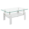 Rectangle Coffee Table, Tempered Glass Tabletop With Mdf Layer, Modern Table For Living Roomtransparent Glass Transparent Tempered Glass