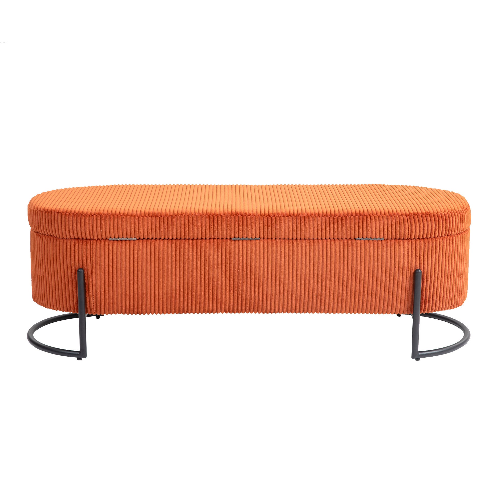 Coolmore Storage Ottoman,Bedroom End Bench,Upholstered Fabric Storage Ottoman With Safety Hinge, Entryway Padded Footstool, Ottoman Bench For Living Room & Bedroom Orange Orange Foam Velvet