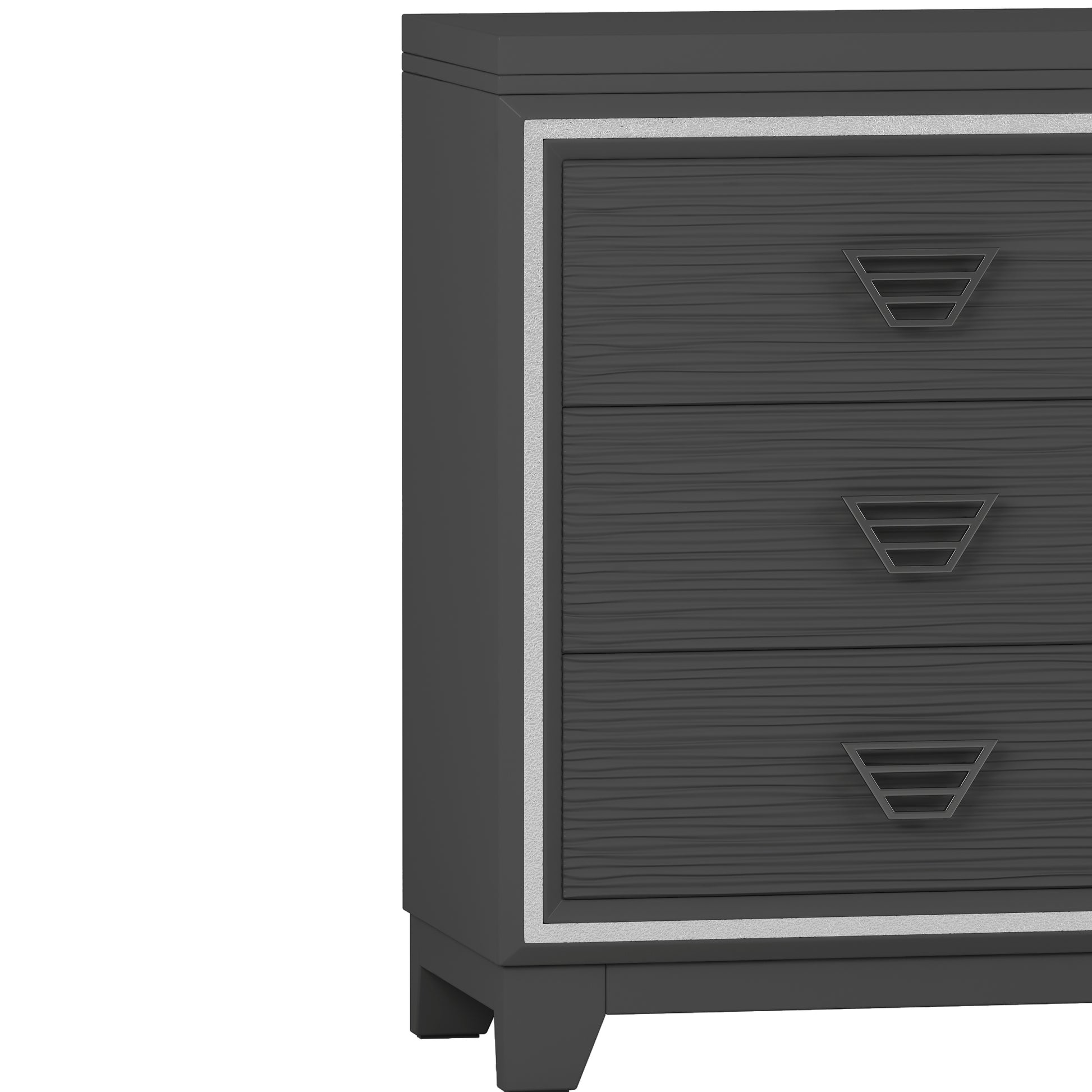 3 Pieces Bedroom Sets Queen Size Upholstered Bed With Led Lights, Nightstands And Dresser With Metal Handles And Sparkling Shiny Decoration, Black Expected Arrival Time:8.5 Queen Black 3 Piece Set Mdf Metal