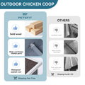 Large Wooden Chicken Coop With Perches And Nesting Box, Weatherproof Chicken Rabbit Duck House Grey Solid Wood