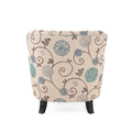 Mirod Comfy Arm Chair With Tufted Backmodern For Living Room, Bedroom And Study White Multi Fabric
