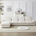 128 Inch Corduroy With Cup Holder Super Large L Shaped Sofa, Movable Footrest, Four Waist Pillows And Four Back Cushion, With Usb Port And T Pyce Port Beige Corduroy 3 Seat