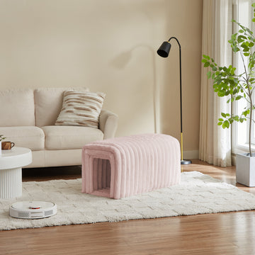 Ottoman Bench Storage Foot Rest For Couch Pet Supplies Corduroy Bench Cat'S Nest To Hide For The Living Room, Entryway And Bedroom,Pink Pink Corduroy