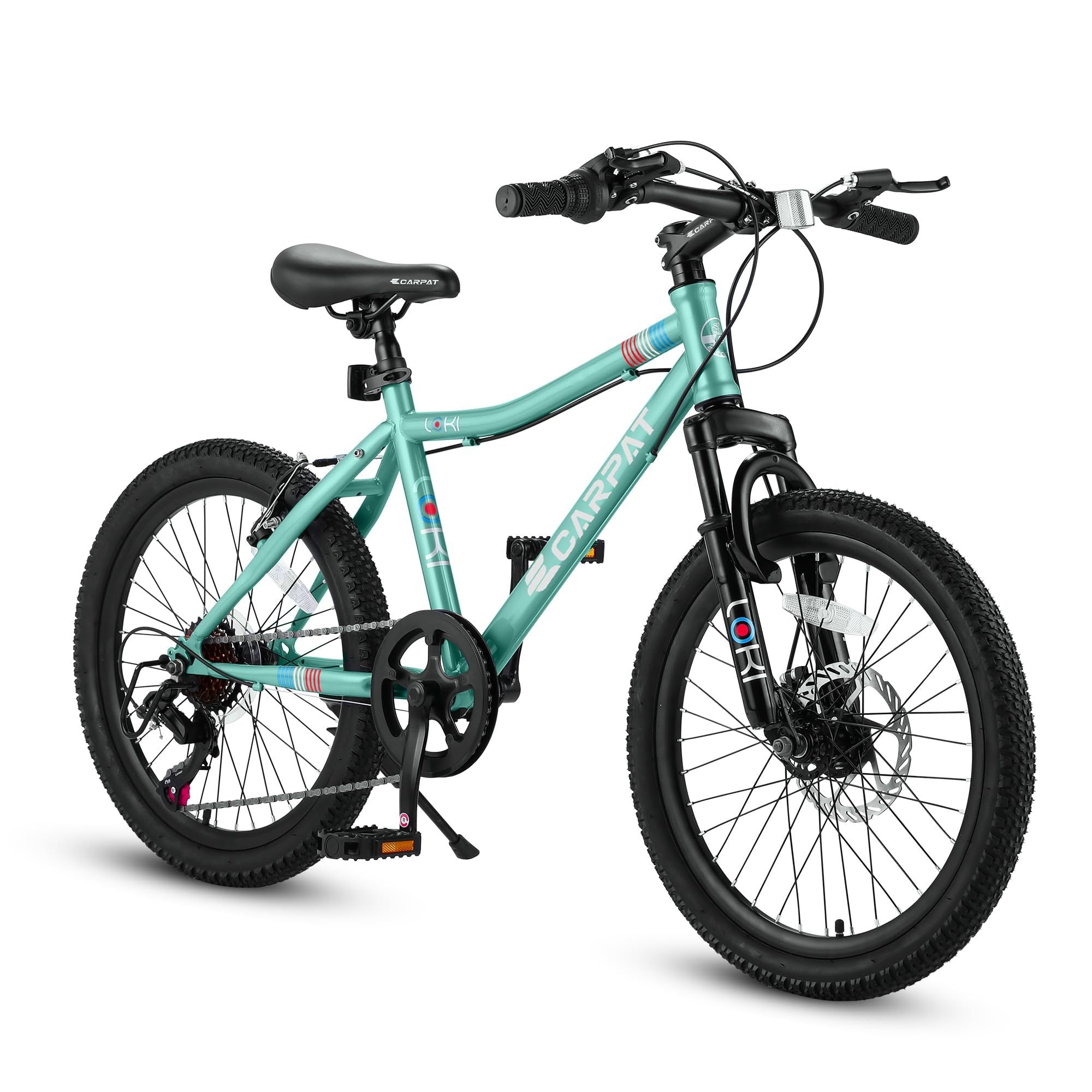 S20101 Ecarpat 20 Inch Kids Bike, Boys Girls Mountain Bike Ages 8 12, 7 Speed Teenager Children Kids' Bicycles, Front Suspension Disc Brake Rear V Brake, High Steel Frame Green 200 Lbs & Over Classic Polyurethane Foam 9 To 12 Years Steel Outdoor