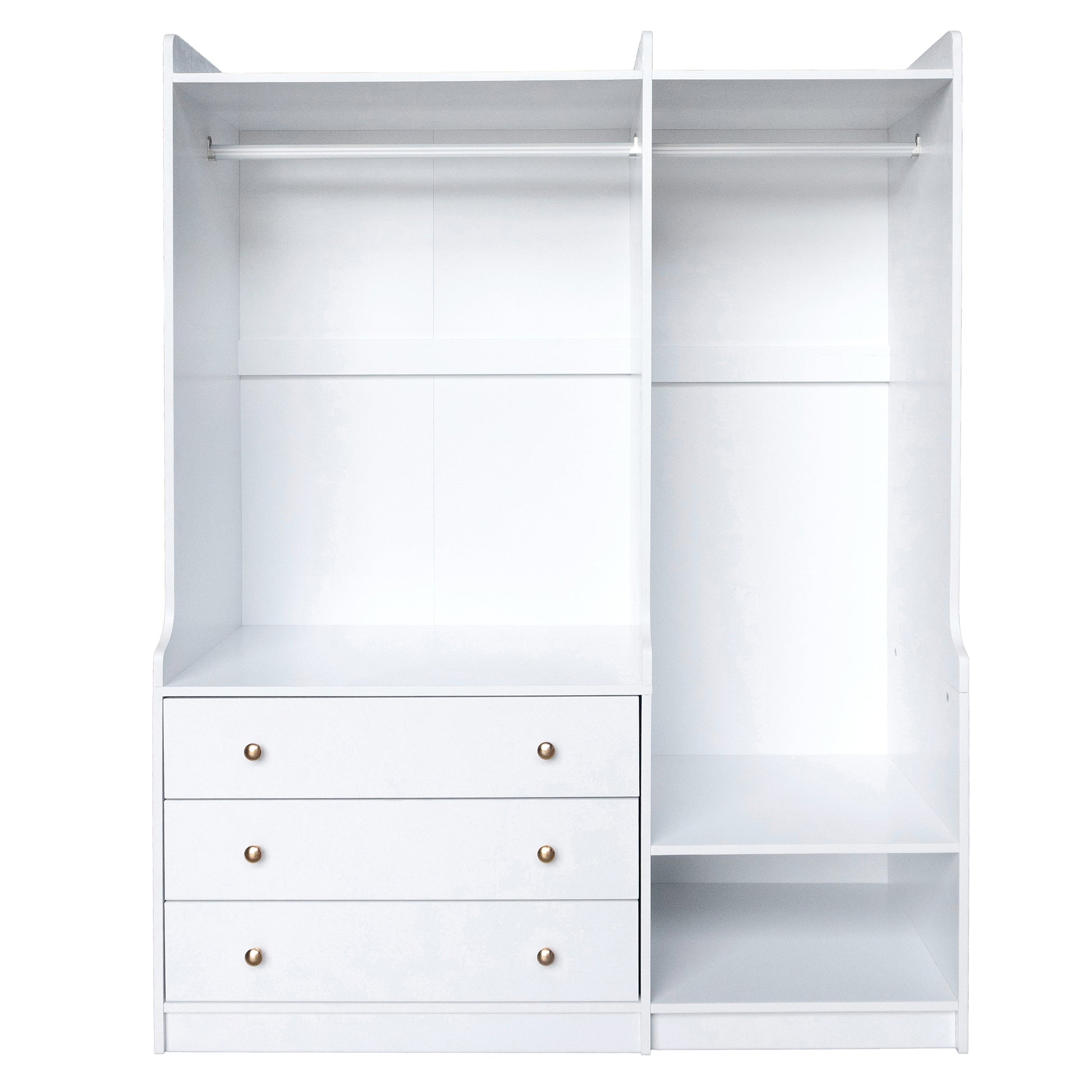 Open Wooden Wardrobe Storage For Bedroom, White White Particle Board