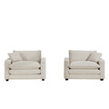 Luxurious And Sophisticated Deep Seated Sofa Set With Two Single Sofas In Light Beige Corduroy Fabric, Set Of 2 Accent Chair For Living Room Beige Corduroy 2 Seat
