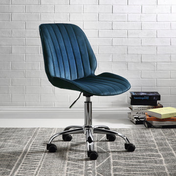 Twilight Blue And Chrome Swivel Office Chair Solid Blue Office Office Chairs Swivel Velvet