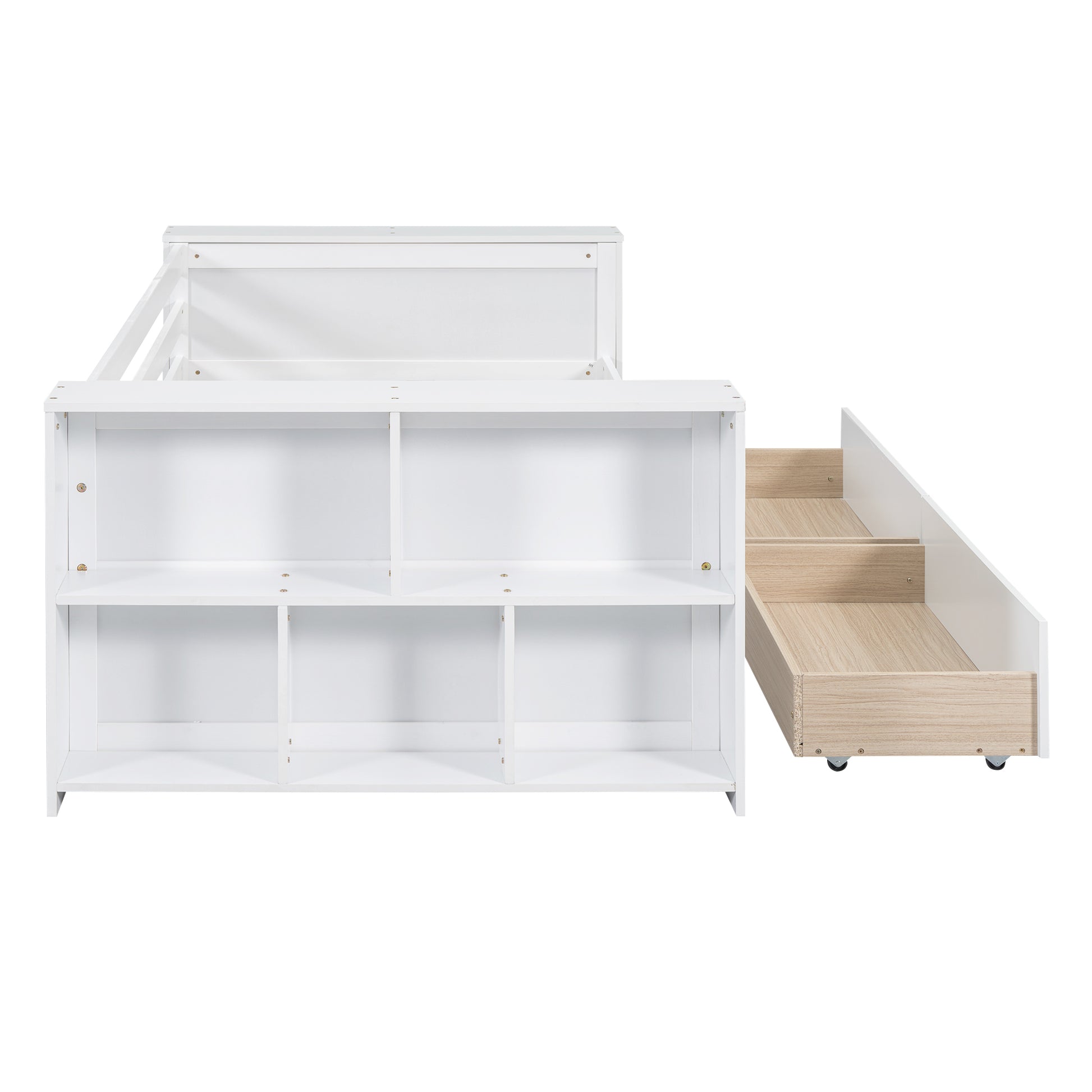 Twin Size Daybed With Shelves And Drawers, White Twin White Pine