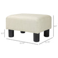 Homcom Ottoman Foot Rest, Small Foot Stool With Linen Fabric Upholstery And Plastic Legs, Cube Ottoman For Living Room, Beige Beige Linen