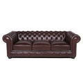 Traditional Tufted Leather Chesterfield Sofa Chocolate Leather 3 Seat