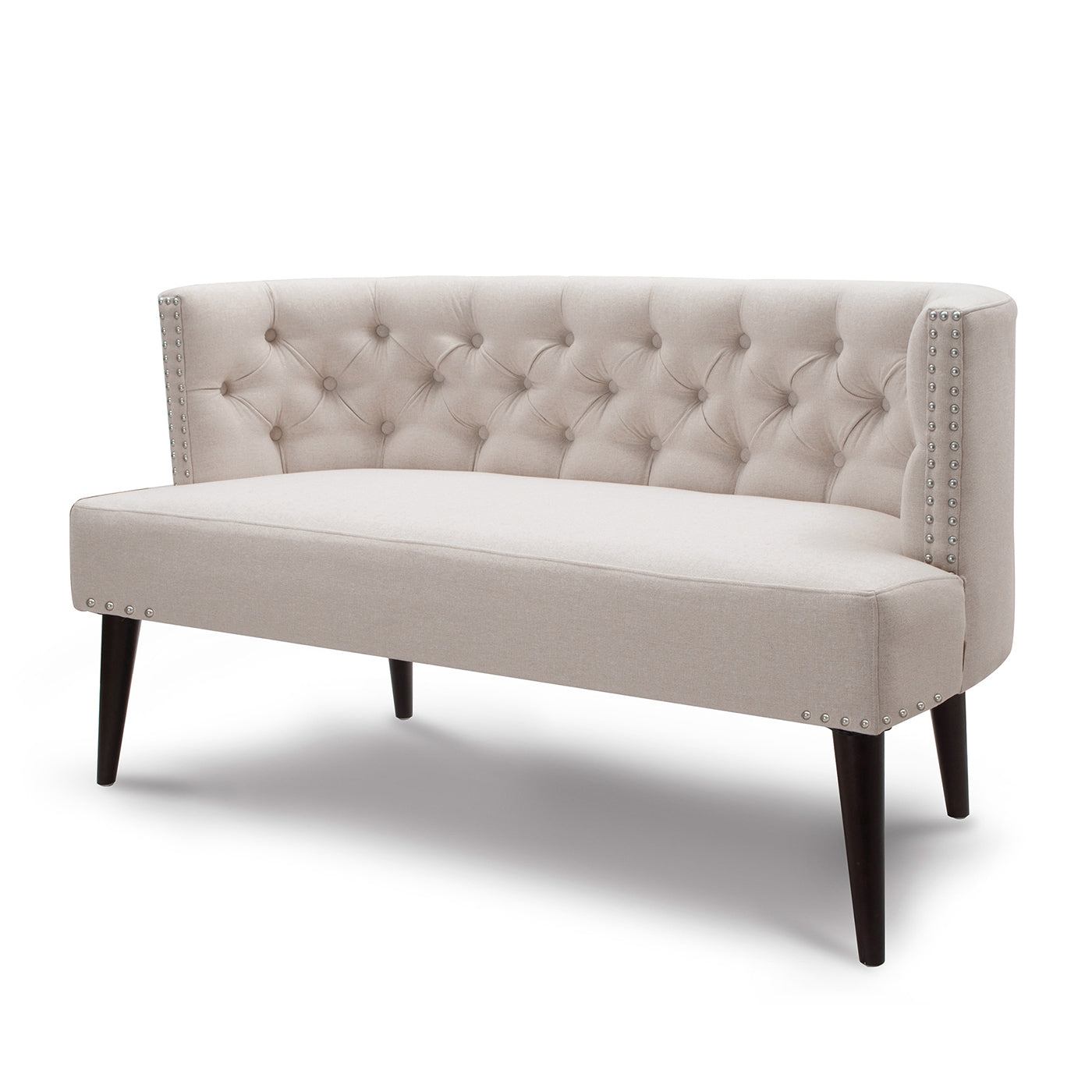 Celine Tufted Settee Accents, Sky Neutral Beige Polyester Beige Foam Polyester