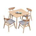 1 Table With 4 Chairs Wooden Dining Table Set, Modern Simple Design Square Kitchen Table And Fabric Upholstered Dining Chairs For Dining Room, Kitchen, Saving Space, Oak Oak Solid Wood Mdf