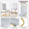 Table And Chair Set, Large Modern Minimalist Rectangular Glass Table, Can Accommodate 6 8 People, Equipped With Tempered Glass Tabletop And Large Mdf Table Legs, Comfortable And Minimalist Chairs. Transparent Mdf Glass