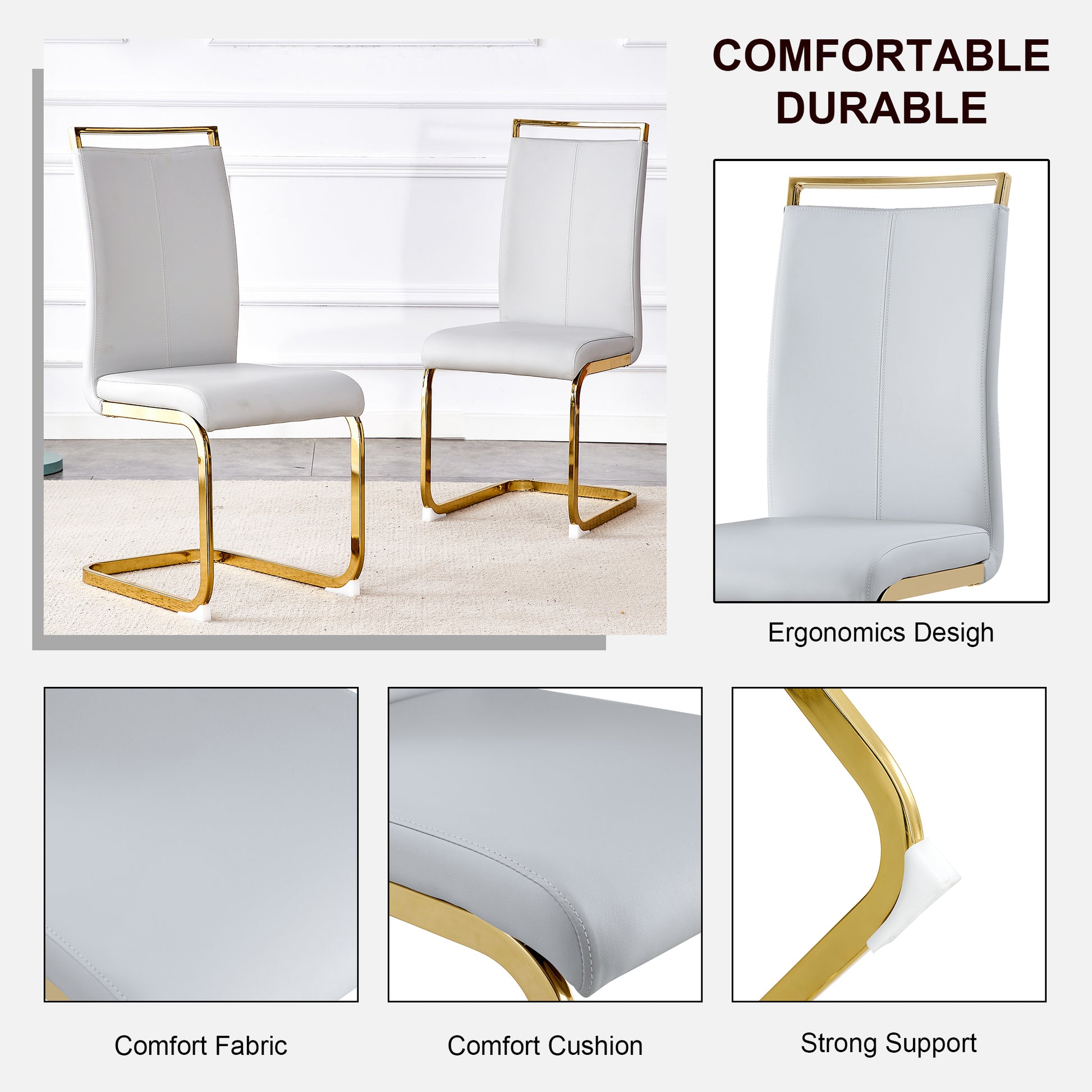 Table And Chair Set, Large Modern Minimalist Rectangular Glass Table, Can Accommodate 6 8 People, Equipped With Tempered Glass Tabletop And Large Mdf Table Legs, Comfortable And Minimalist Chairs. Transparent Mdf Glass