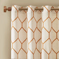 Metallic Geo Embroidered Curtain Panel Only 1 Pc Panel Cream Brown Polyester