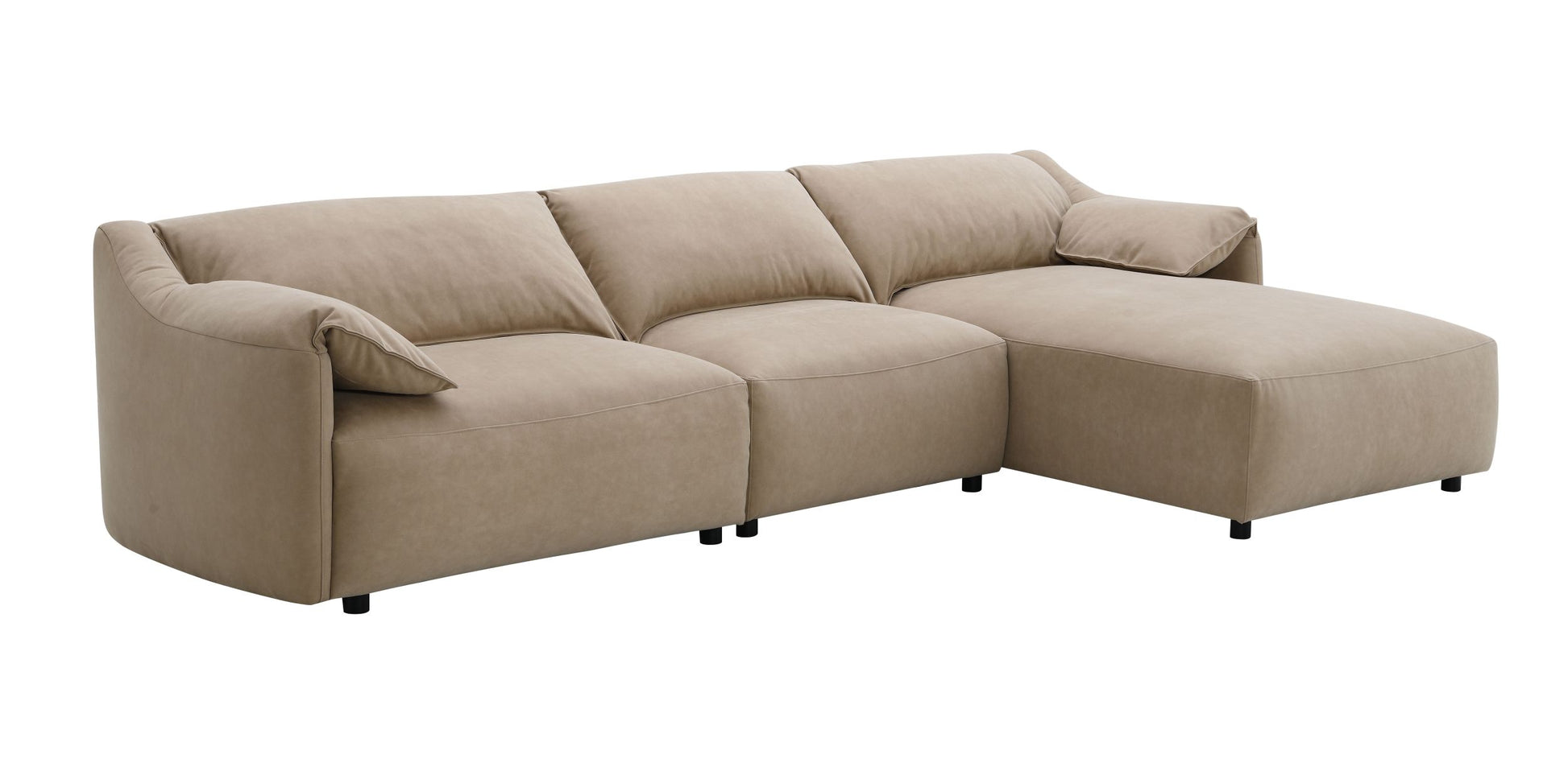 Veata Sectional Sofa, Light Brown Suede Lv03090 Light Brown Plywood 4 Seat