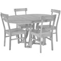 5 Piece Rustic Round Pedestal Extendable Dining Table Set With 15.7