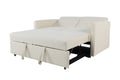 Loveseat Sleeper Pull Out Couch 3 In 1 Sofa Bed Adjustable Backrest Cream Wood Fabric