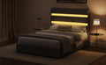 Upholstered Platform Queen Size Hydraulic Storage Bed, Lift Up Storage Bed With Rgb Led Light Headboard, No Box Spring Needed,Velvet,Gray Queen Gray Velvet Wood Metal