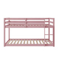 Twin Over Twin Floor Bunk Bed,Pink Twin Pink Pine