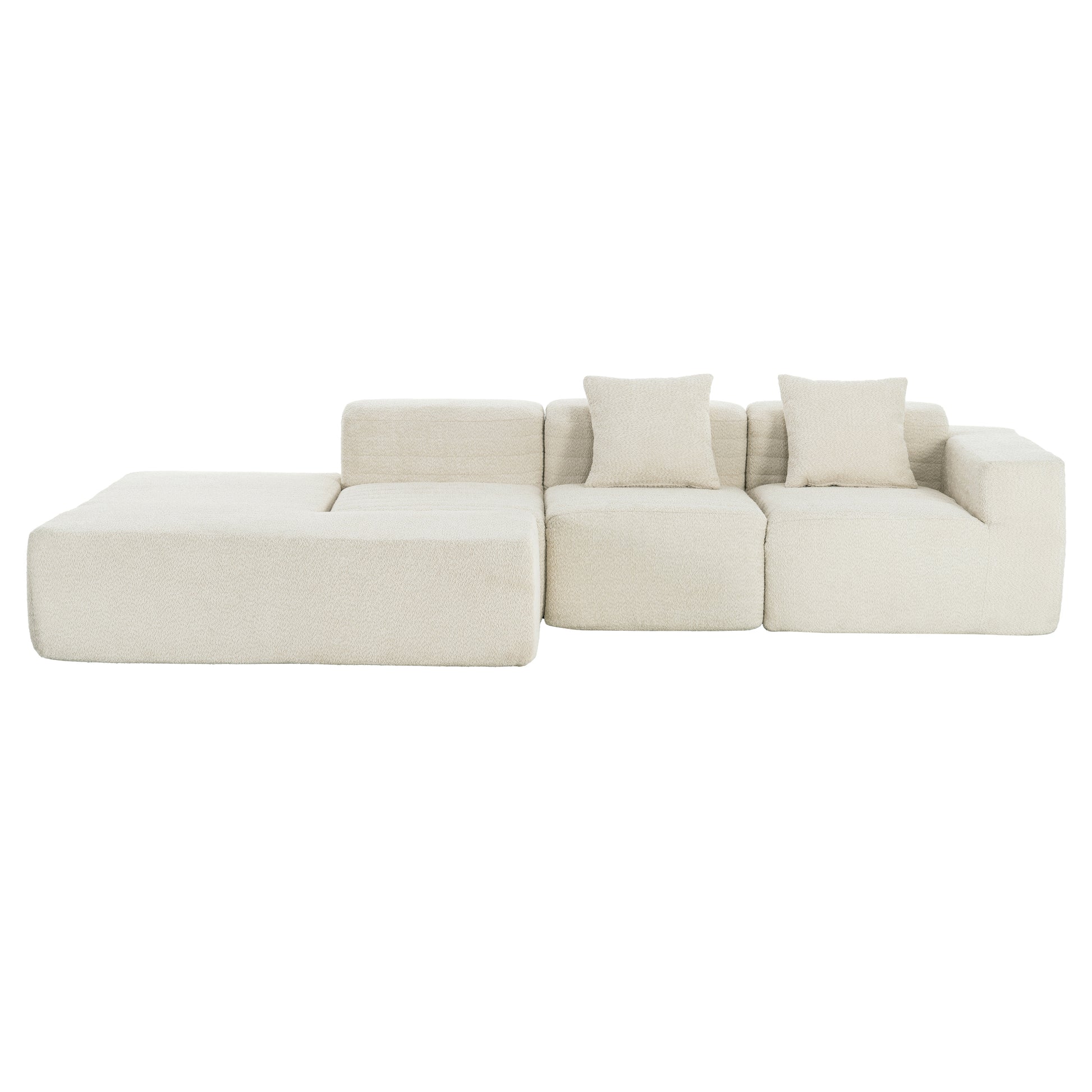 116.5" Sectional Sofa Full Compressed Sofa Couch Free Combined Sofa For Living Room, Beige Beige Foam Polyester 4 Seat