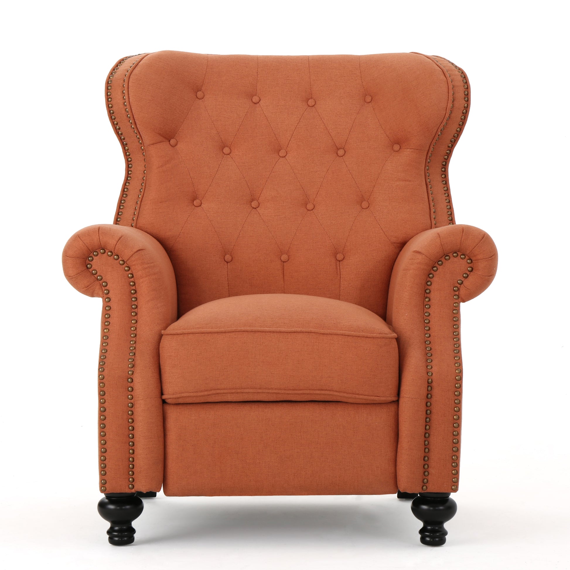 Push Rack Recliner Orange Fabric