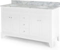 61'' Bathroom Vanity With Marble Top & Double Ceramic Sinks, 3 Drawers, 4 Doors, White White Plywood