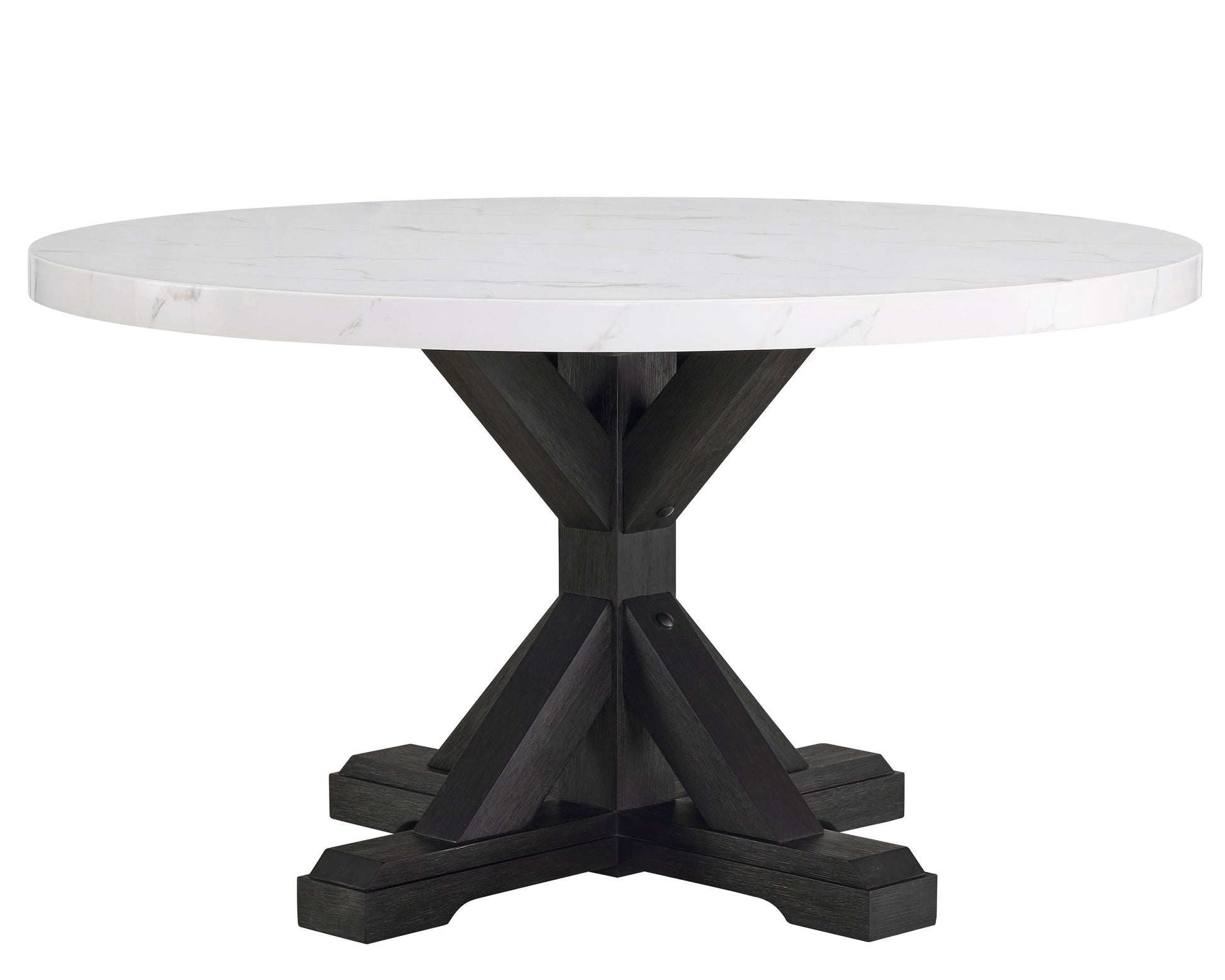 5Pc Dining Set Contemporary Style White Faux Marble Round Table Top Dove Gray Upholstery Wing Back Chairs Black Finish Wooden Solid Wood Dining Room Furniture Wood Wood Gray Seats 4 Wood Dining Room Contemporary,Modern,Transitional Round Dining Table