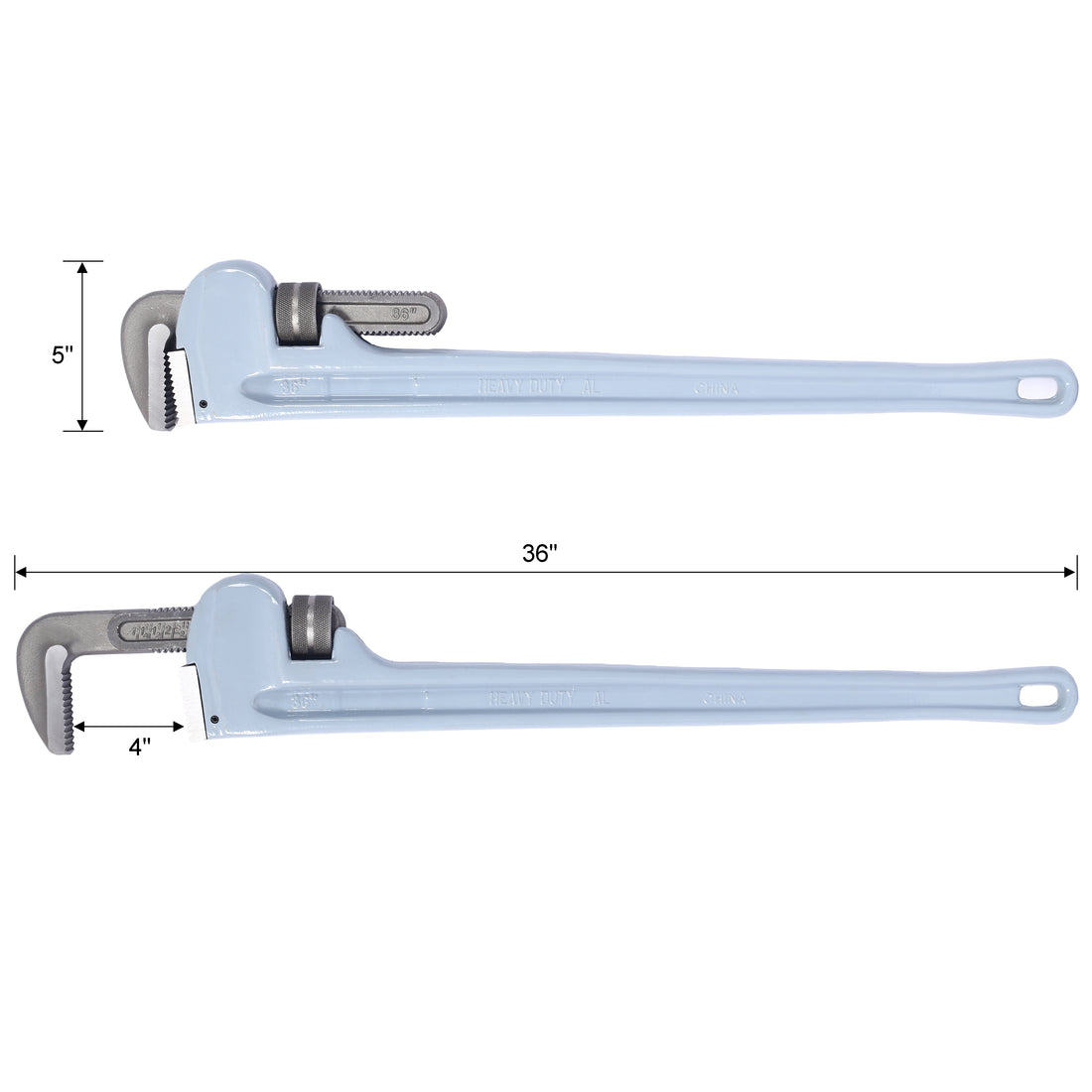 36 Inch Pipe Wrench Aluminum Straight Pipe Wrench Heavy Duty 36 Inch Plumbers Wrench,Easy To Carry, Hangable Design, For Water Pipes, Automotive Repairs Light Gray Aluminium Alloy
