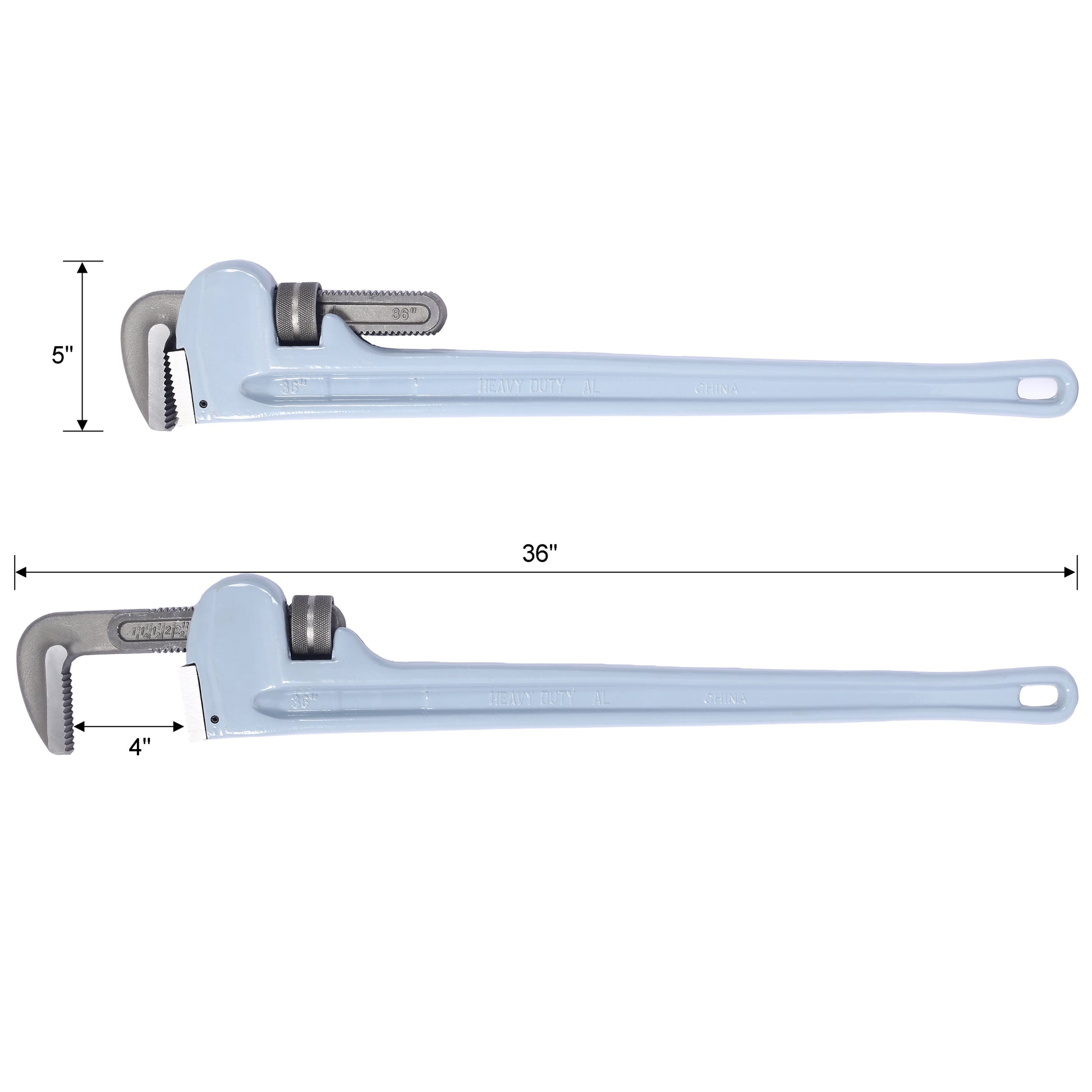 36 Inch Pipe Wrench Aluminum Straight Pipe Wrench Heavy Duty 36 Inch Plumbers Wrench,Easy To Carry, Hangable Design, For Water Pipes, Automotive Repairs Light Gray Aluminium Alloy