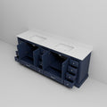 Navy Blue Double Bath Vanity 84 In. W X 22 In. D, With White Quartz Top Navy Blue Plywood Wood