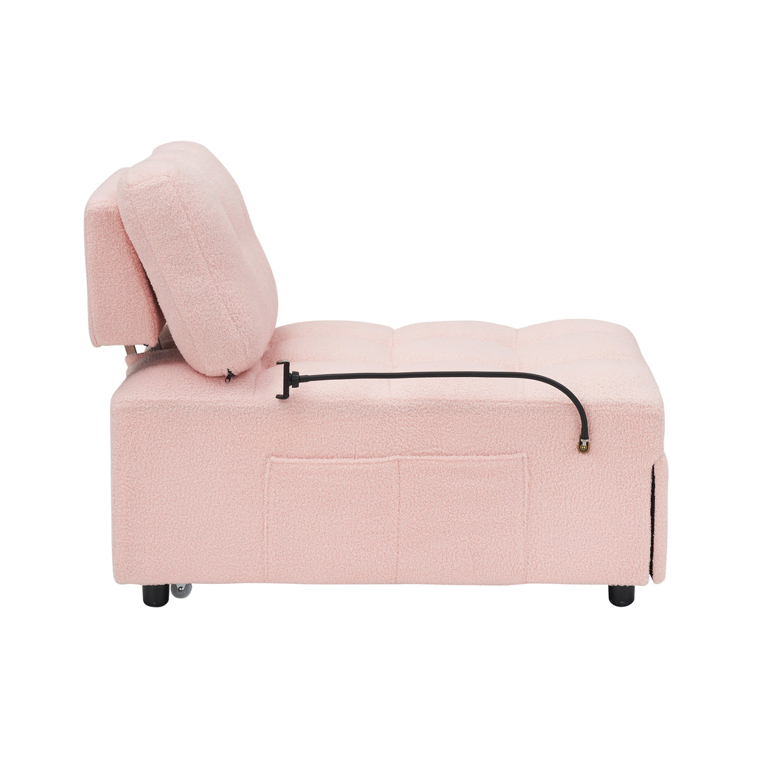 40.20 Inches Long, Teddy Sofa Fabric,A Convertible Sofa Cum Bed, For Apartment Office Living Room Pink Pink Teddy 1 Seat