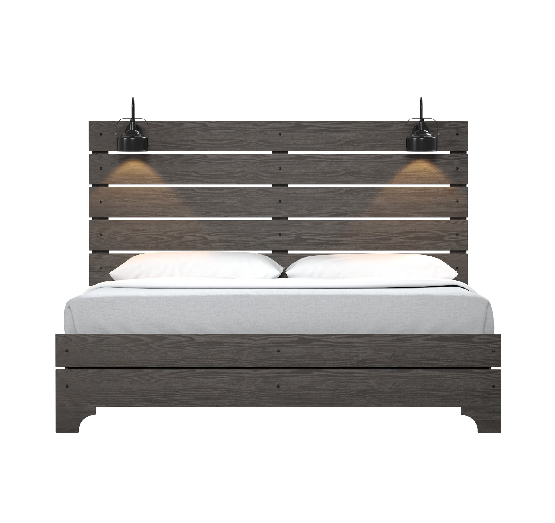 Junipe Brown King Bed With Lights King Brown Engineered Wood