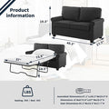 Love Seat Sofa Sleeper With Memory Foam Mattress Rolled Arms,Linen Polyester Fabric,Wood And Metal Frame,Plastic Legs Sofa Bed Sofa Bed, Black Twin Black Polyester