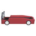 Twin Size Race Car Shaped Platform Bed With Wheels,Red Red Pu Leather