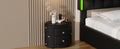Elegant Pu Nightstand With 2 Drawers And Crystal Handle,Fully Assembled Except Legs&Handles,Storage Bedside Table Black Black Pu