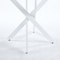 Dining Table With Cross Metal Leg And Tempered Glass,Modern Space Saving Kitchen Table For Living Room,White Legs,90X90X75Cm White Glass Metal