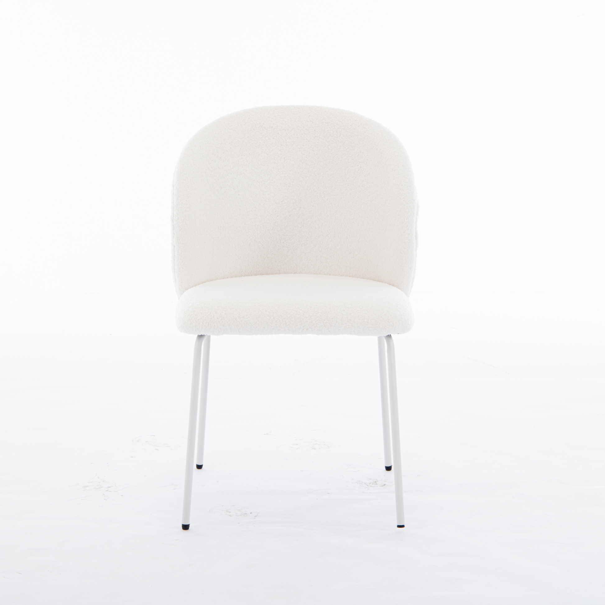 Heng Ming Iron Footed Dining Chair With Adjustable Foot Pads. Suitable For Dining Room, Living Room, Study Room,Set Of 2 White Wood