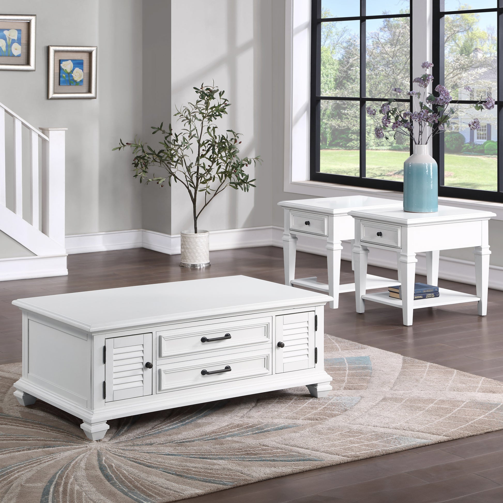 Charlestown 3 Piece Table Set White Wood