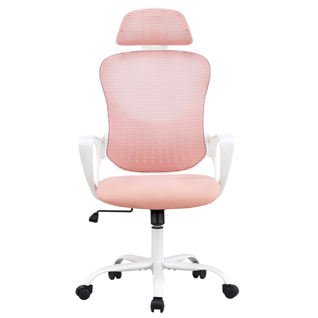 Mesh Rolling Work Chairs With Wheels And Adjustable Headrests, Comfortable Lumbar Support, Comfy Armrest For Home, Bedroom, Study,Pink Pink Abs