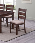 Contemporary Antique Cherry 7Pc Dining Set Table And 6X Side Chairs Melamine Table Top Fabric Cushion Seats Chairs Solid Wood Dining Room Furniture Upholstered Chair Wood Cherry Ladder Back Seats 6 Dining Room Solid Wood Classic,Contemporary,Modern