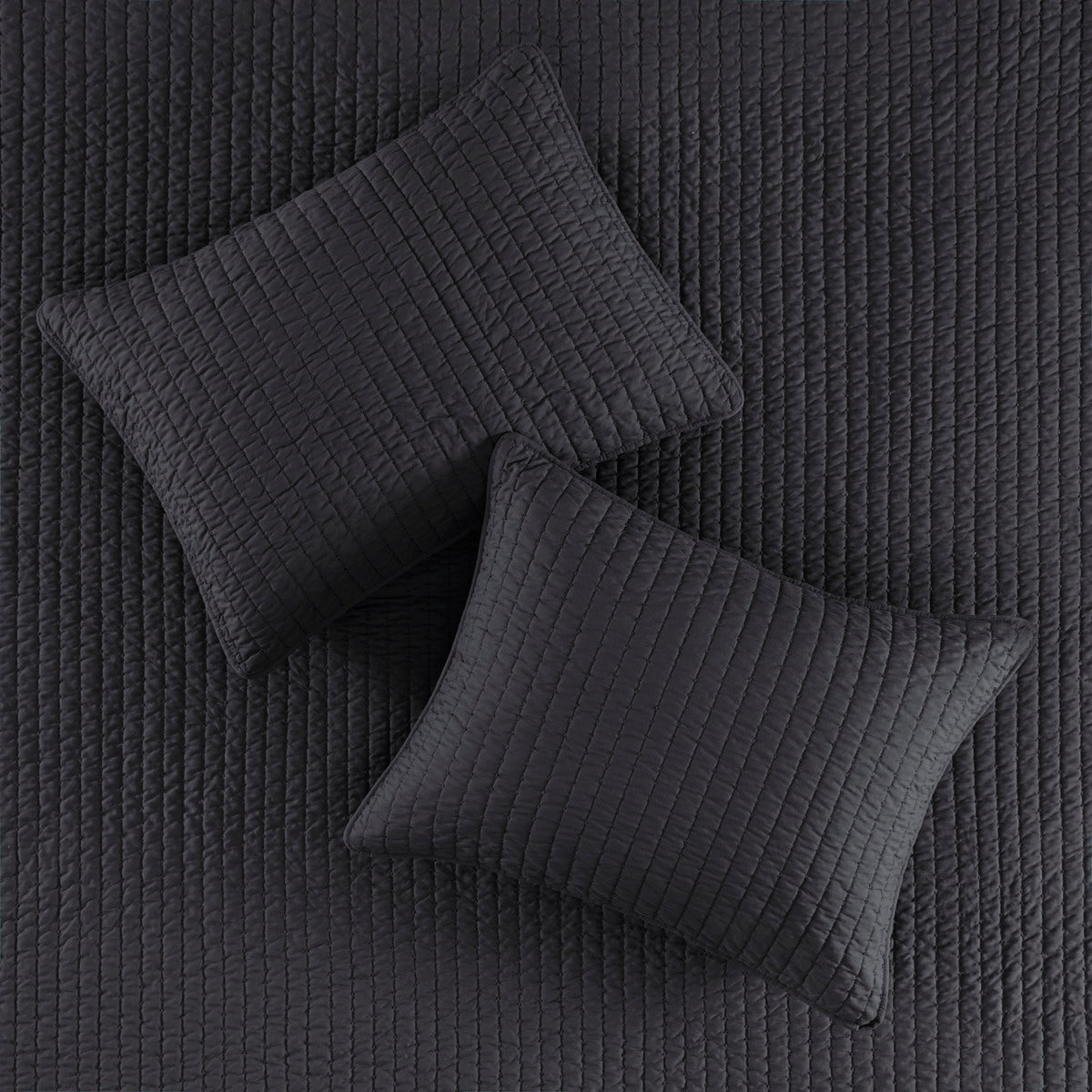 3 Piece Quilt Set Black King Cal King King Black Microfiber