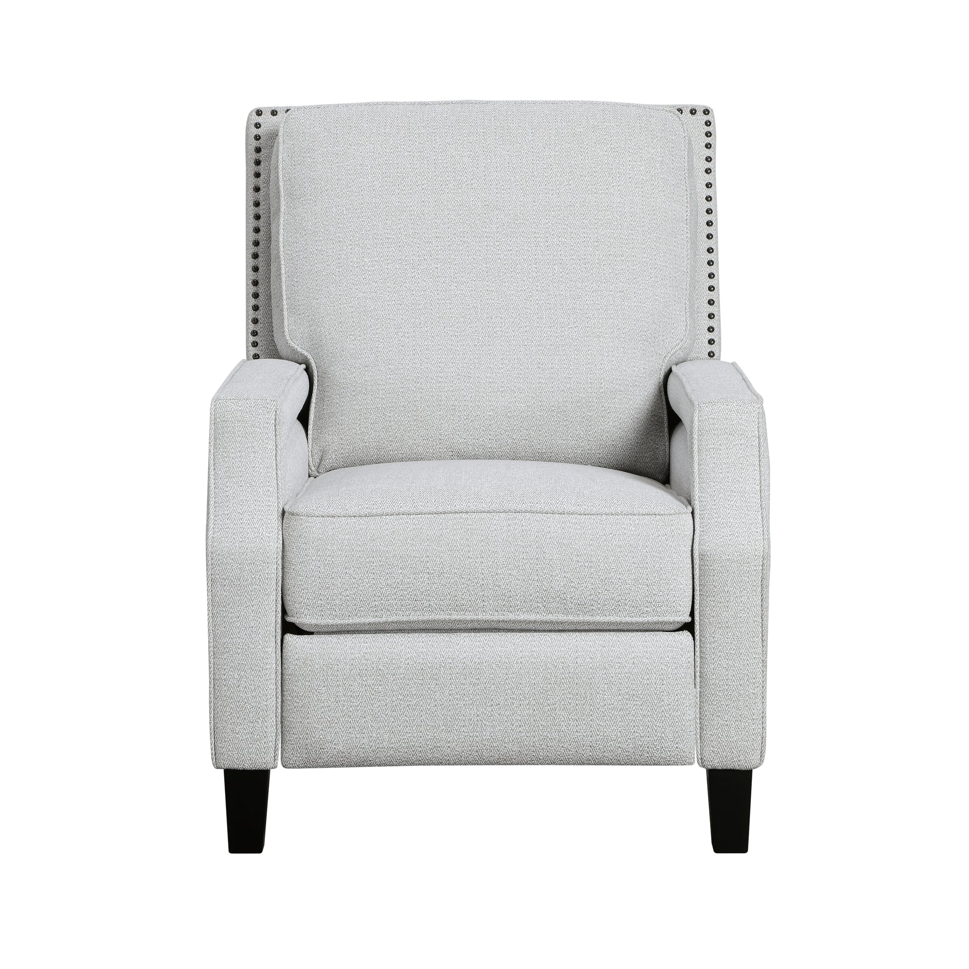 Push Back Reclining Chair Transitional Style Gray Chenille Upholstery 1Pc Cushion Seat Modern Living Room Furniture Gray Primary Living Space Transitional Solid Wood