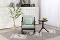 Woven Fabric Mid Century Modern Accent Chairs Comfy Upholstered Glider Arm Chair With Solid Wood For Living Room Bedroom Balcony Light Green Linen